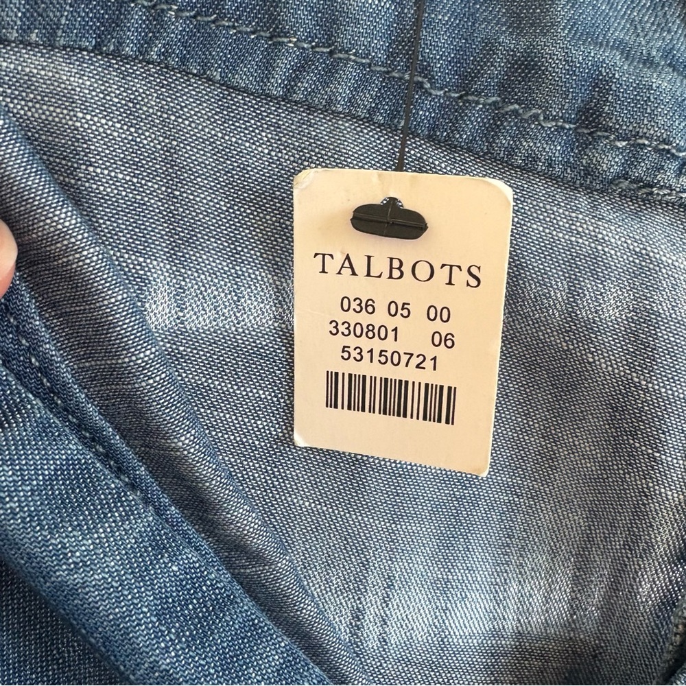 Talbots Blue Denim Chambray Tie Front Jumpsuit Ankle Length Women’s Size 4 NEW - Picture 4 of 5